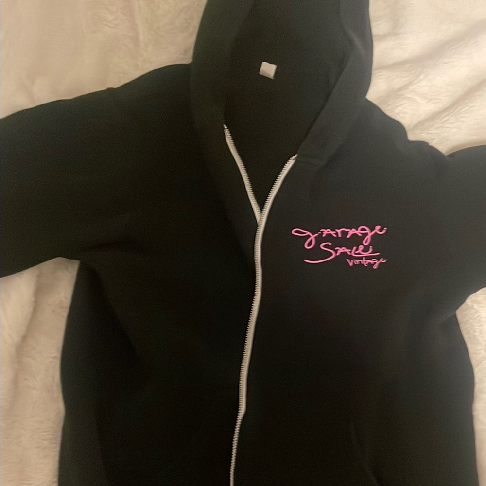 Garage Black Hoodie with Pink Logo